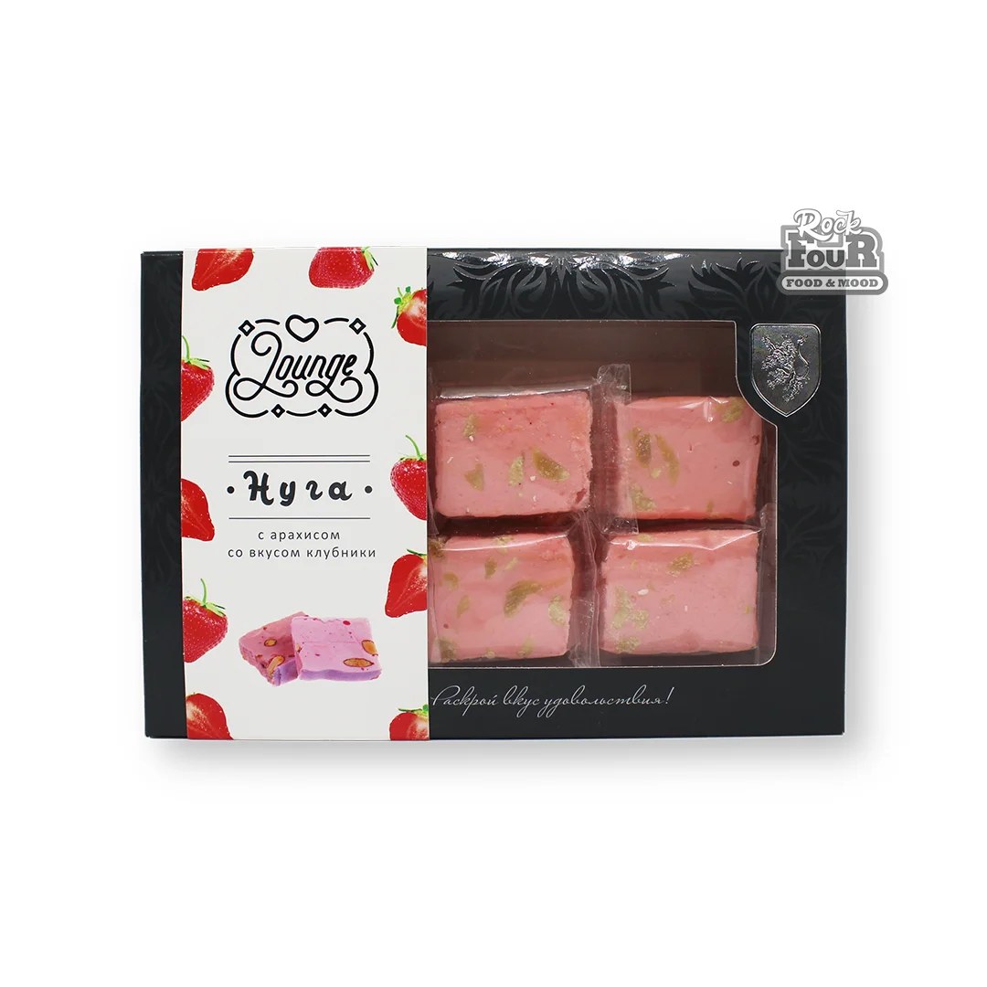 Nougat "Lounge" with peanuts, strawberry flavor 250g